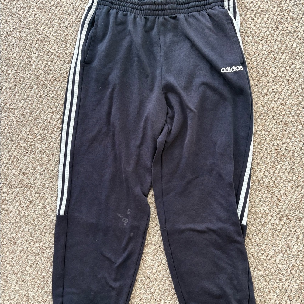Adidas Black Sweatpants with Elastic Waistband and Classic Stripes